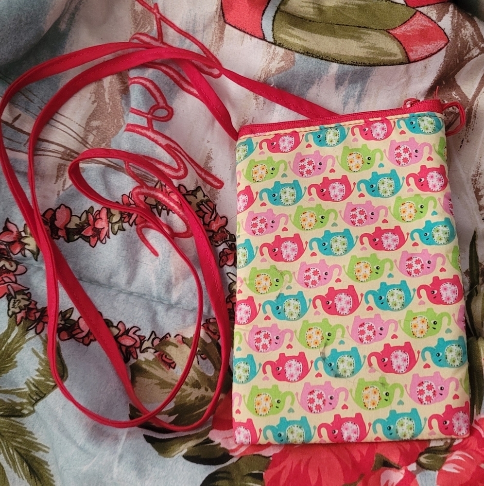 NWOT Thailand Thai Elephant Yellow Red Pink Blue Green Pouch